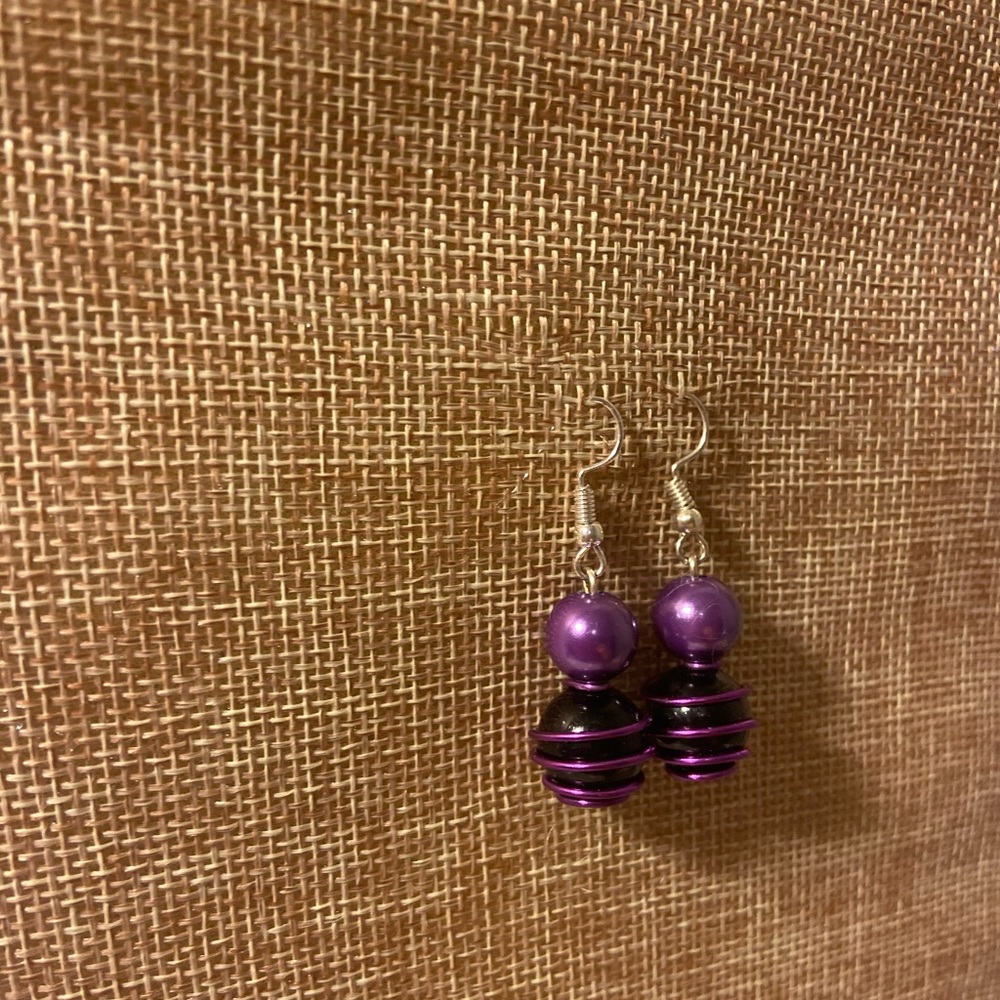 Purple wire wrapped earrings